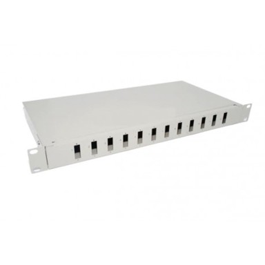 NFO Patch panel 1U 19" 12x SC duplex, zatvoreni, 1 ladica, svijetlosivi